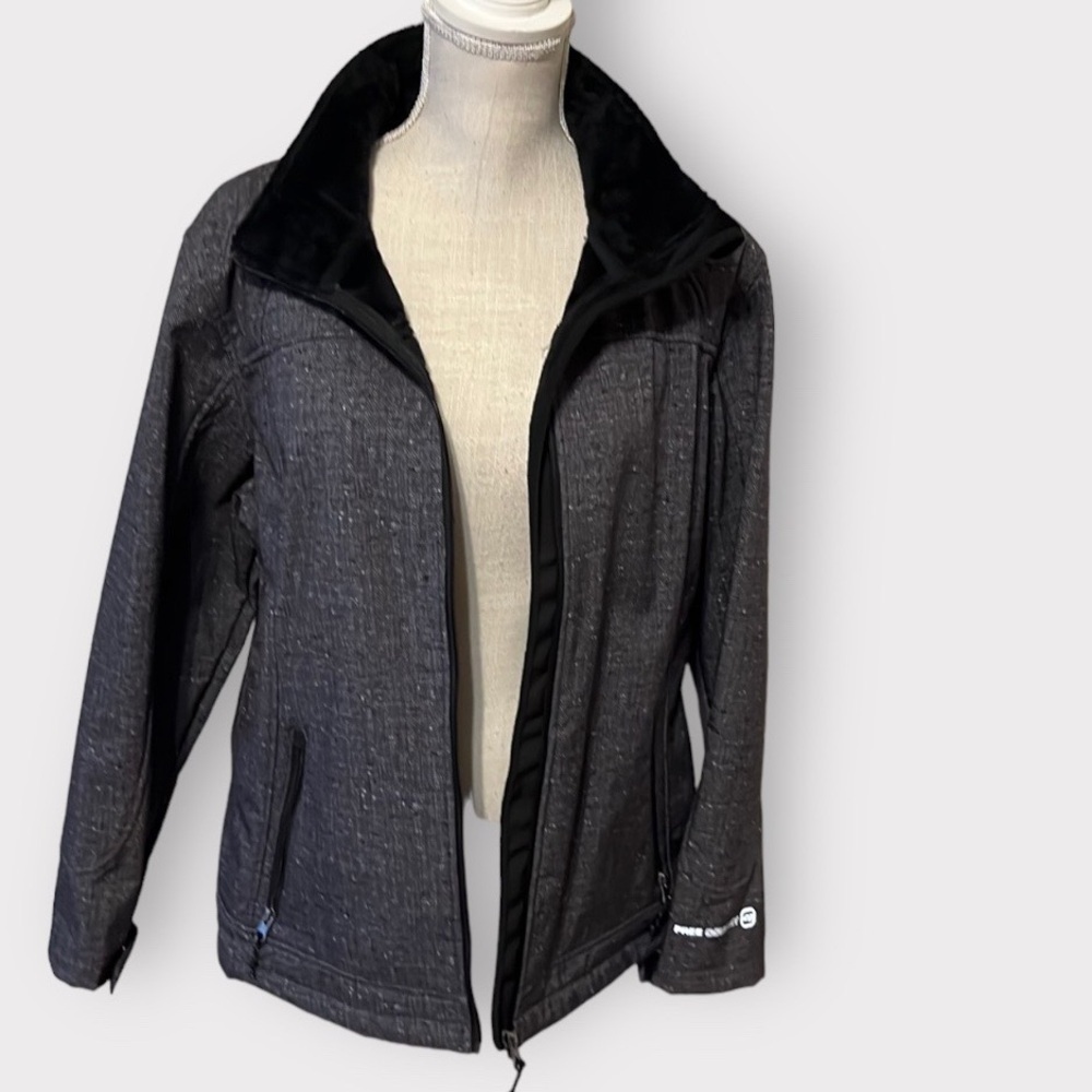 Free Country zip up jacket, grey/ black Sz XL